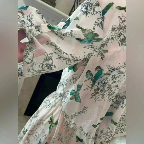 Traffic People Floral Bird Print Pale Pink Dress - Picture 5 of 11